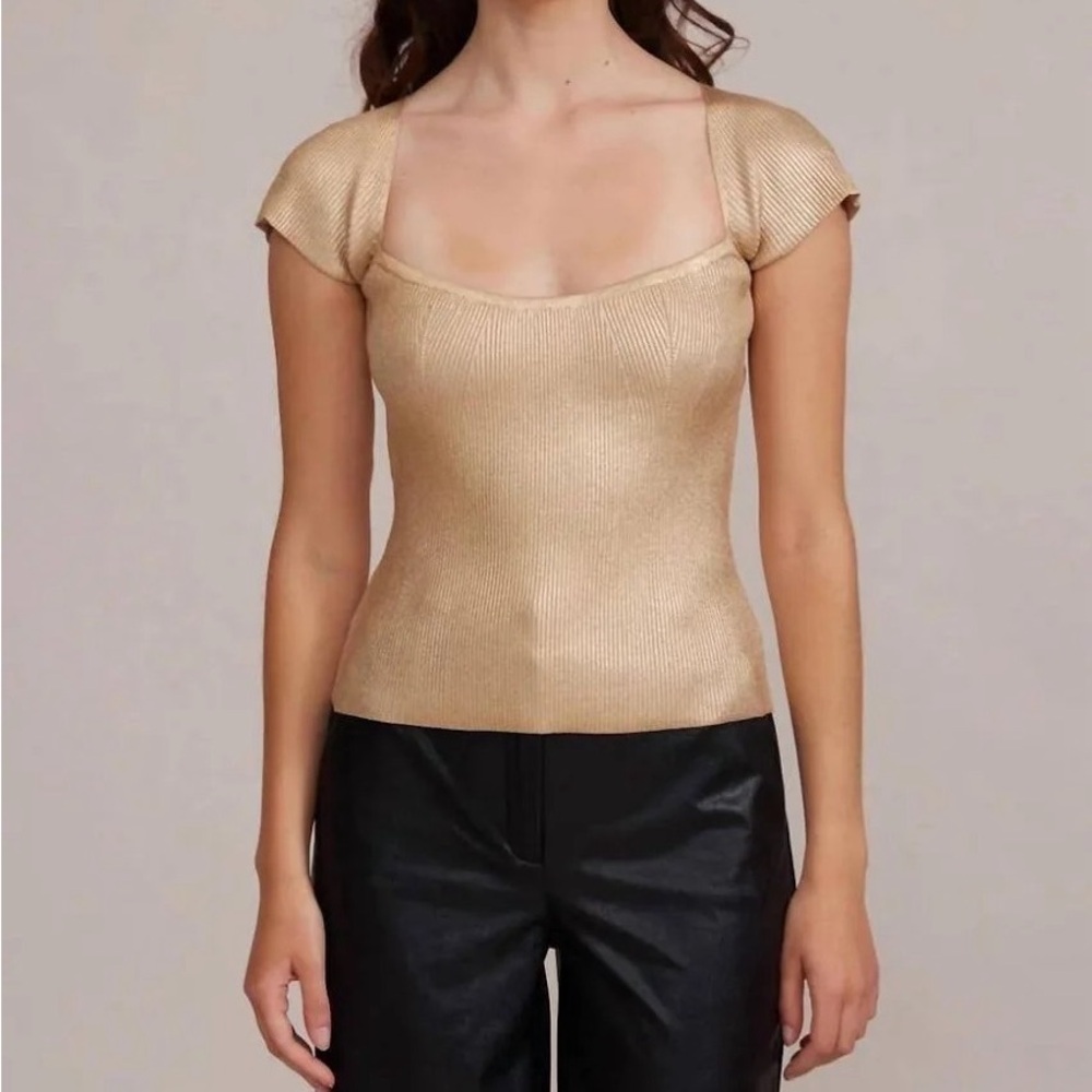 Lucy Paris Gold Cap Sleeve Blouse
